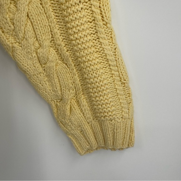 Lauren RALPH LAUREN Yellow/Navy Hand Knit Cotton Tennis Sweater Womens Size M - Picture 6 of 10